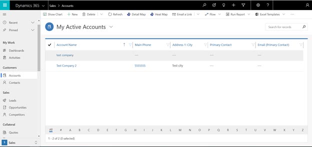 Unified Interface view of Accounts entity